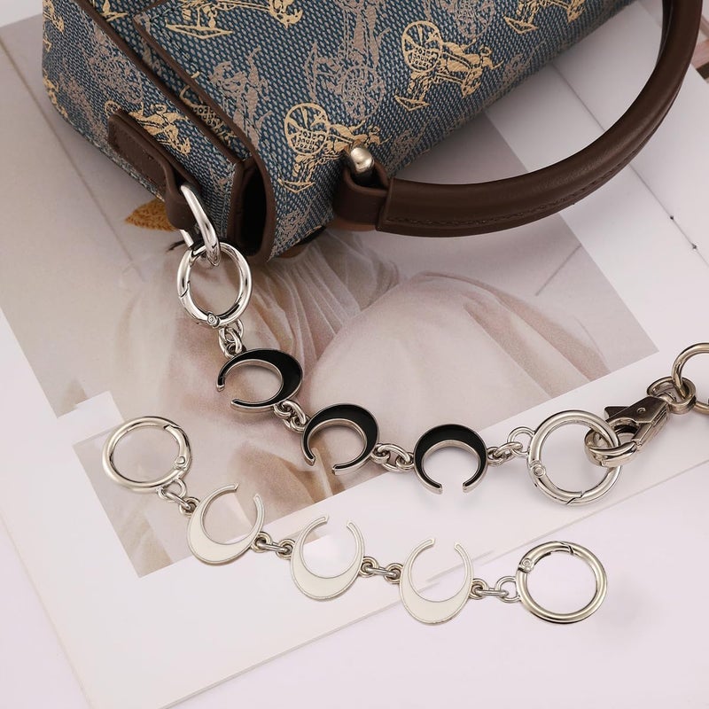 Anbys Store Silver Purse Extender Chain Bag Extender Chain Purse Strap Extender Bag Chain Charms(Moon White/Black) - Image 4